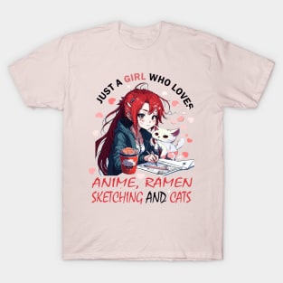 Just A Girl Who Loves Anime Ramen And Sketching Japan Anime T-Shirt